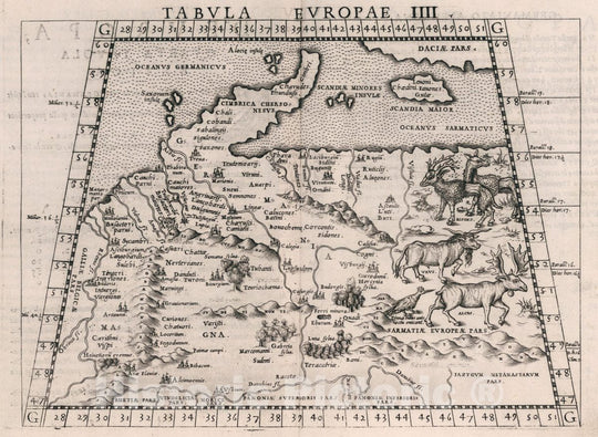 Historic Map : Germany, , Europe Tabvla Evropae IIII. D'Evropa, Qvarta tavola. Antica, 1561 Atlas , Vintage Wall Art