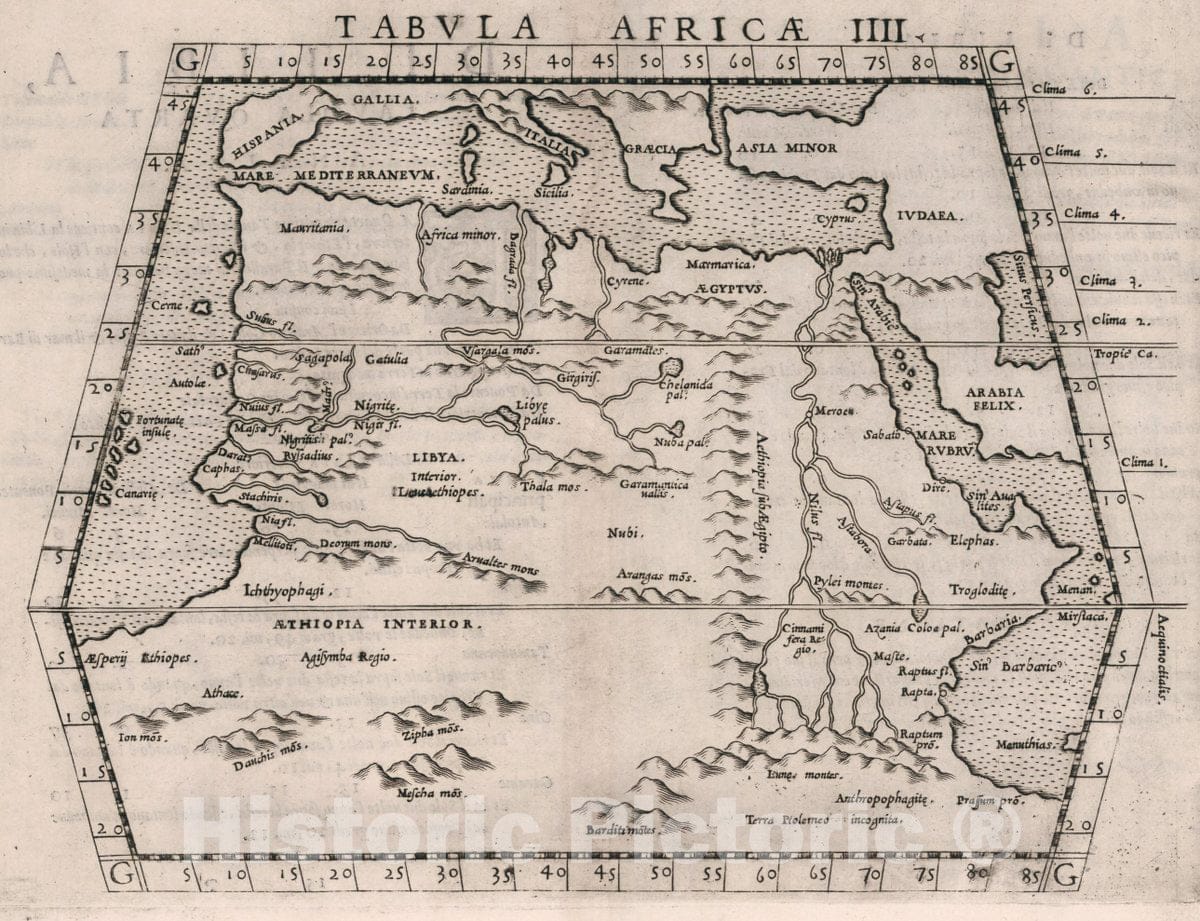 Historic Map : Egypt, Africa, North Tabvla Aphricae IIII. Di Libia O Africa.Tavola Qvarta Antica, 1561 Atlas , Vintage Wall Art