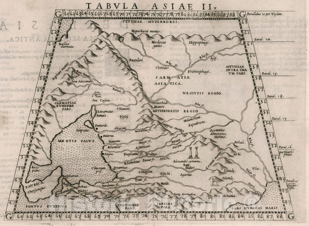 Historic Map : Tabvla Asiae II. Dell' Asia, Tavola Seconda antica. La geografia di Claudio Tolomeo Alessandrino, 1561 Atlas - Vintage Wall Art