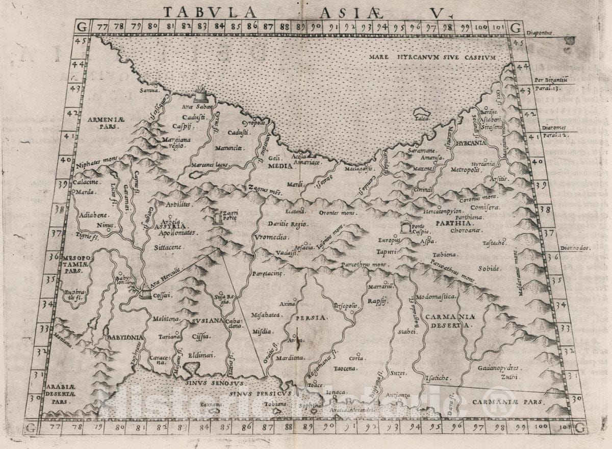 Historic Map : Iran, Middle East, Asia Tabvla Asiae V. Dell' Asia,Tavola Qvinta antica, 1561 Atlas , Vintage Wall Art