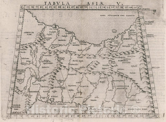 Historic Map : Iran, Middle East, Asia Tabvla Asiae V. Dell' Asia,Tavola Qvinta antica, 1561 Atlas , Vintage Wall Art