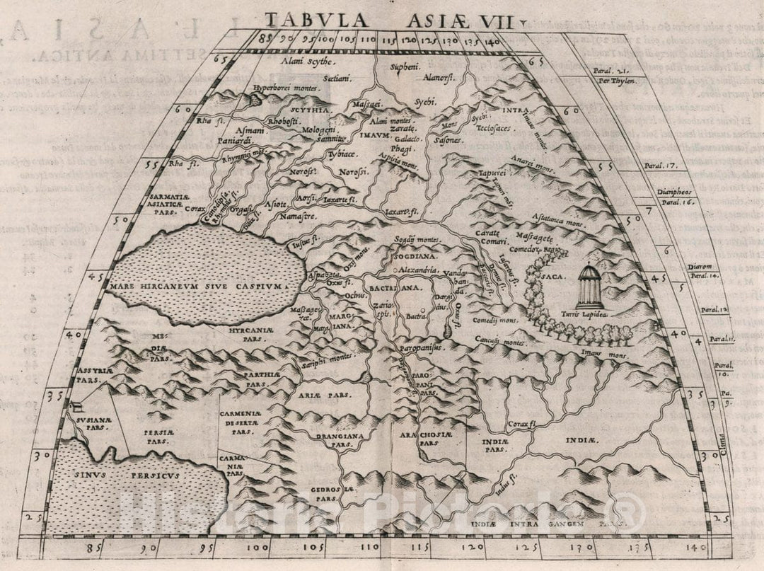 Historic Map : Asia, Central Tabvla Asiae VII. Dell' Asia,Tavola Settima antica. La geografia di Claudio Tolomeo Alessandrino, 1561 Atlas , Vintage Wall Art