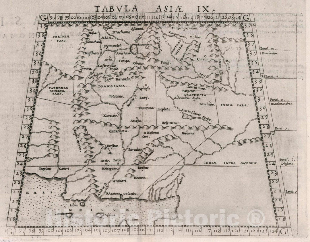 Historic Map : Asia, Central Tabvla Asiae IX. Dell' Asia,Tavola Nona antica, 1561 Atlas , Vintage Wall Art