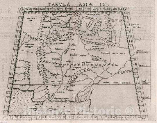 Historic Map : Asia, Central Tabvla Asiae IX. Dell' Asia,Tavola Nona antica, 1561 Atlas , Vintage Wall Art