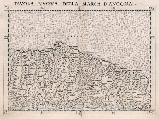 Historic Map : Italy, , Europe Tavola Nuova Della Marca D'Ancona, 1561 Atlas , Vintage Wall Art