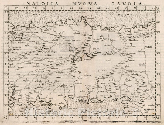 Historic Map : Turkey, Natolia Nvova Tavola. Natalia, Ventesimaterza tavola nvova, 1561 Atlas , Vintage Wall Art