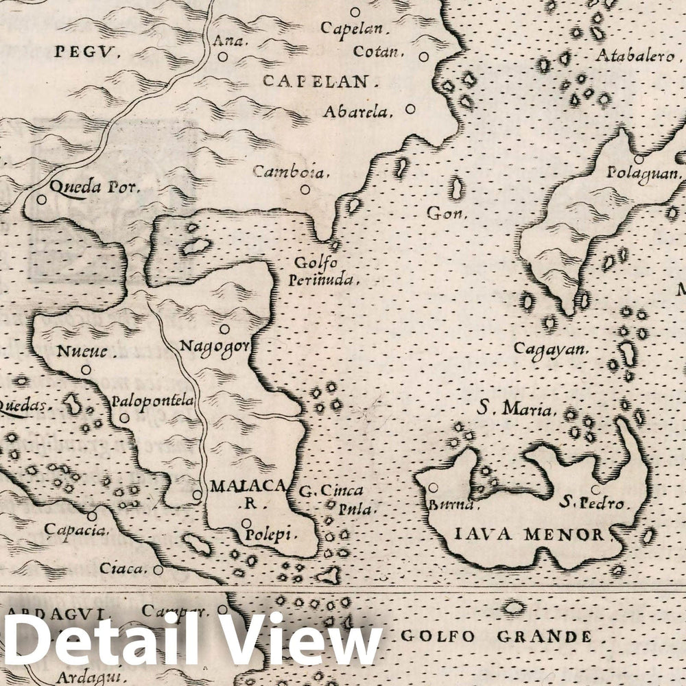 Historic Map : Indonesia, Asia, Southeastern India Tercera Nuova Tavola. India terzera Ventesimaottava tavola nvova, 1561 Atlas , Vintage Wall Art