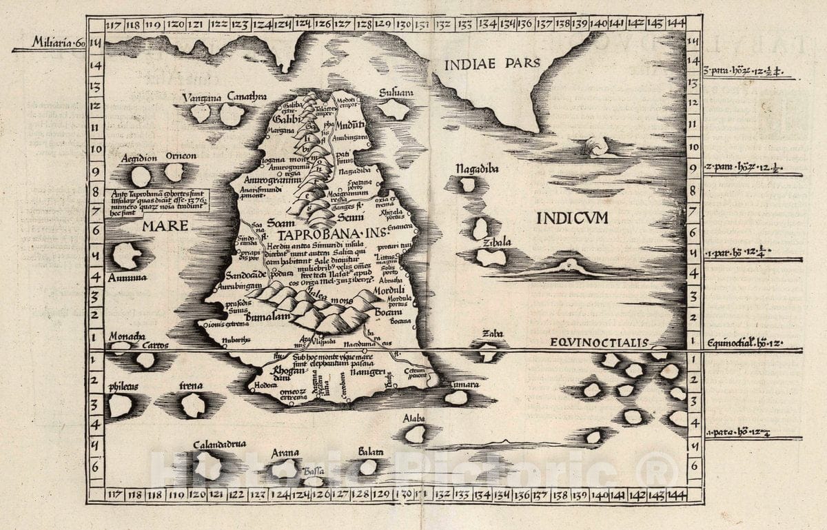 Historic Map : Sri Lanka, , Asia 1541 Tabvla dvodesima Asiae. Claudii Ptolemaei Alexandrini Geographicae, Vintage Wall Art