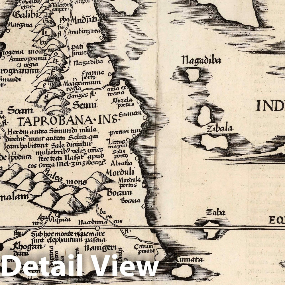 Historic Map : Sri Lanka, , Asia 1541 Tabvla dvodesima Asiae. Claudii Ptolemaei Alexandrini Geographicae, Vintage Wall Art