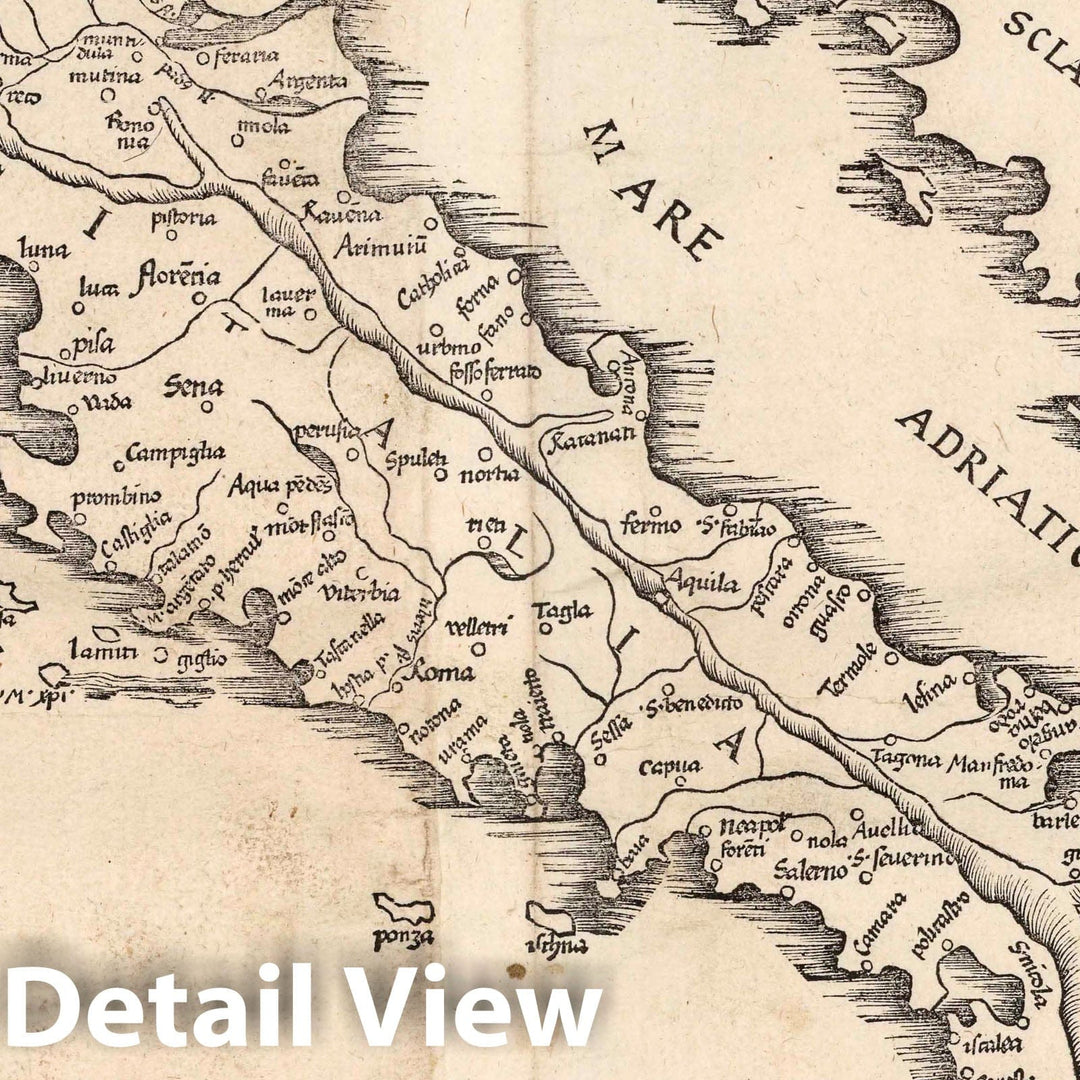 Historic Map : Italy, Tabula nouae Italiae. Claudii Ptolemaei Alexandrini Geographicae enarrationis libri octo. Sed ad Graeca, 1541 Atlas , Vintage Wall Art