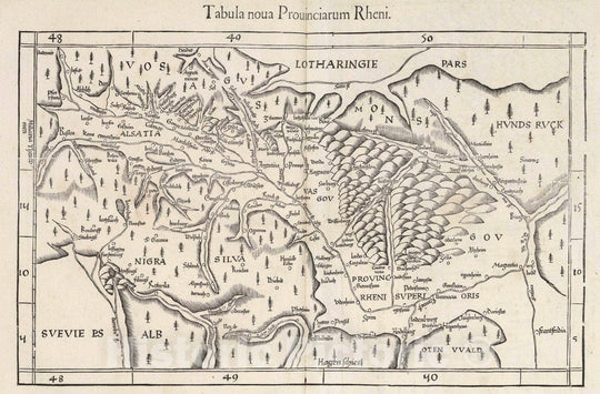 Historic Map : Rhine River Valley Tabula noua Prouinciarum Rheni, 1541 Atlas , Vintage Wall Art