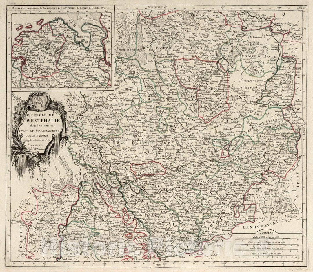 Historic Map : Westphalia , Germany 26. Cercle de Westphalia, 1778 Atlas , Vintage Wall Art