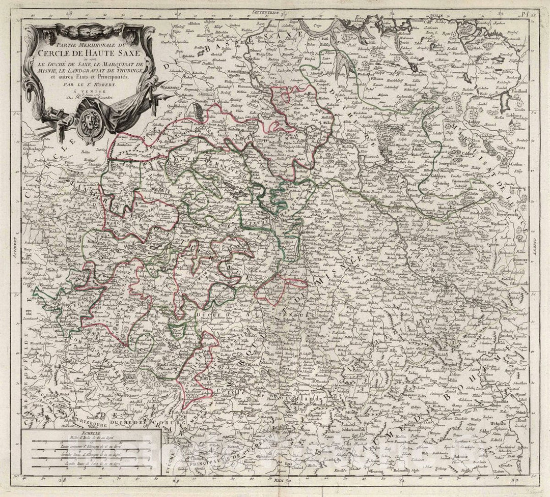 Historic Map : Haute Saxe , Germany 28. Cercle de Haute Saxe, 1784 Atlas , Vintage Wall Art