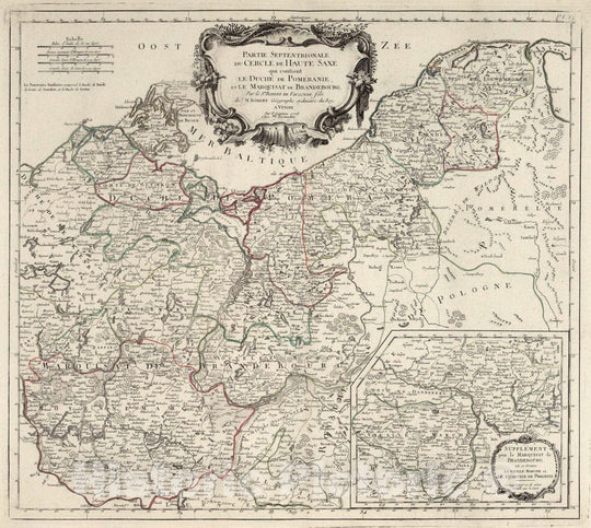 Historic Map : Haute Saxe , Germany 29. Partie Septentrionale de Cercle de Haute Saxe, 1778 Atlas , Vintage Wall Art