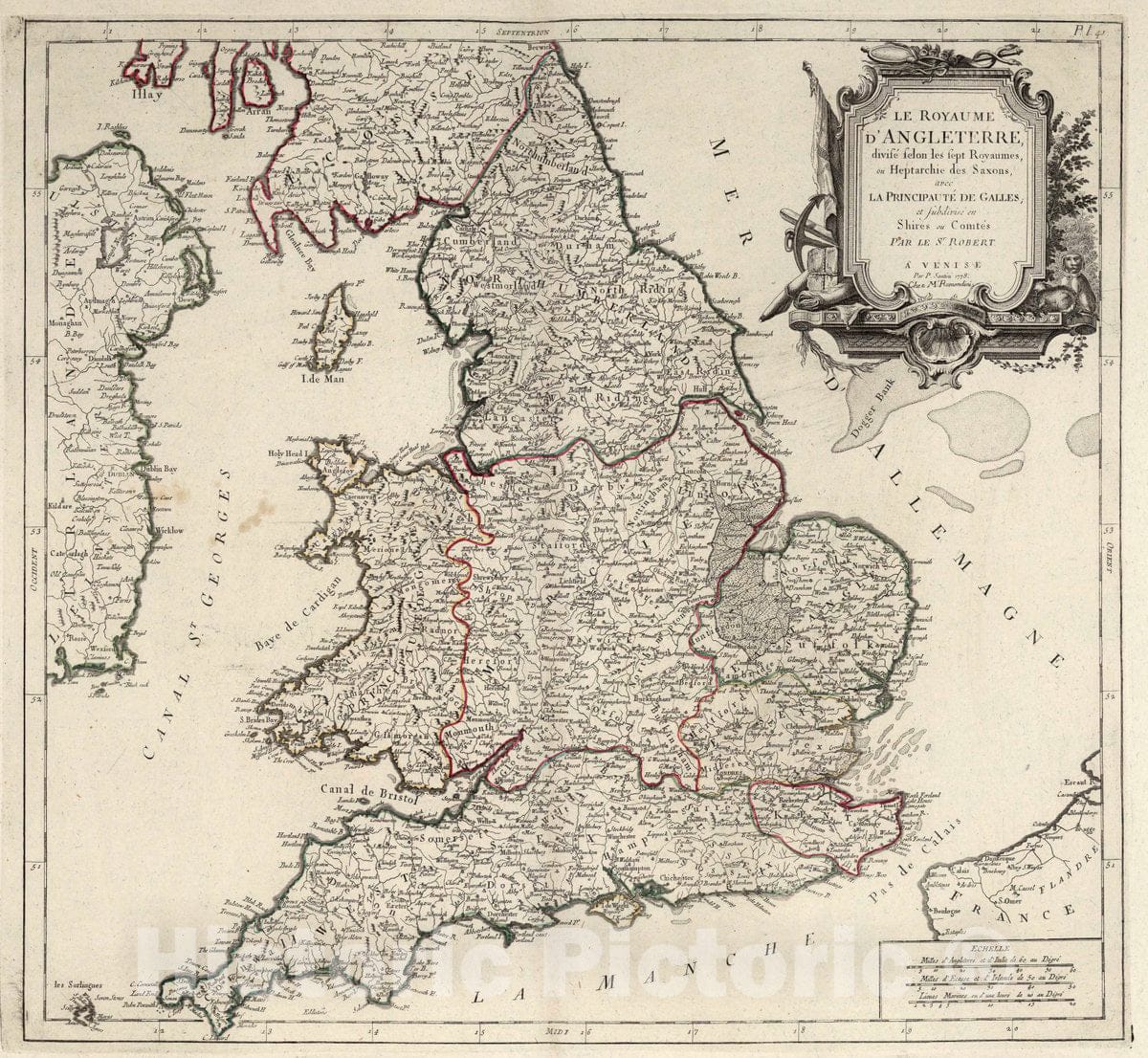 Historic Map : England, 41. Le Royaume d'Angleterre, 1778 Atlas , Vintage Wall Art