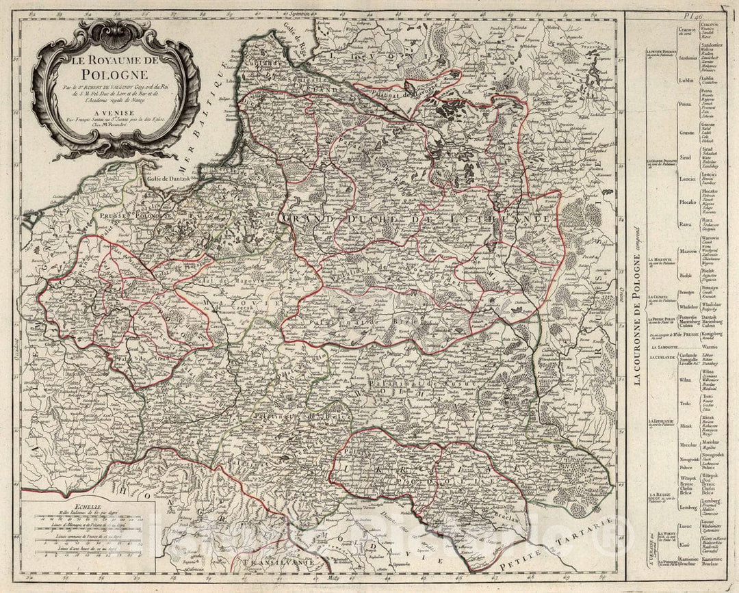 Historic Map : Poland, 46. Le Royaume de Pologne, 1784 Atlas , Vintage Wall Art