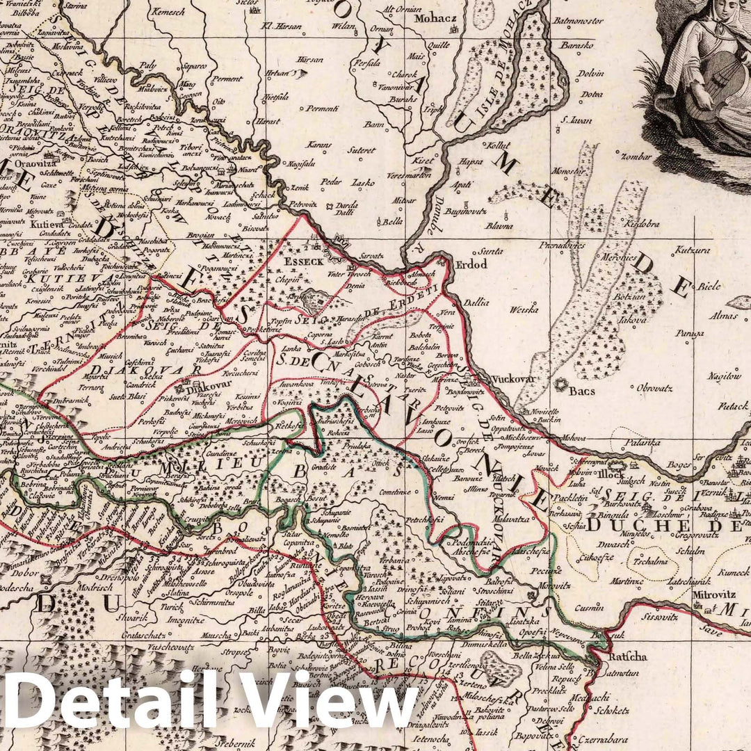 Historic Map : Bosnia & Herzegovina, 51-IIIme. Carte de Royaume d'Esclavonie et du Duche de Syrmie, 1783 Atlas , Vintage Wall Art