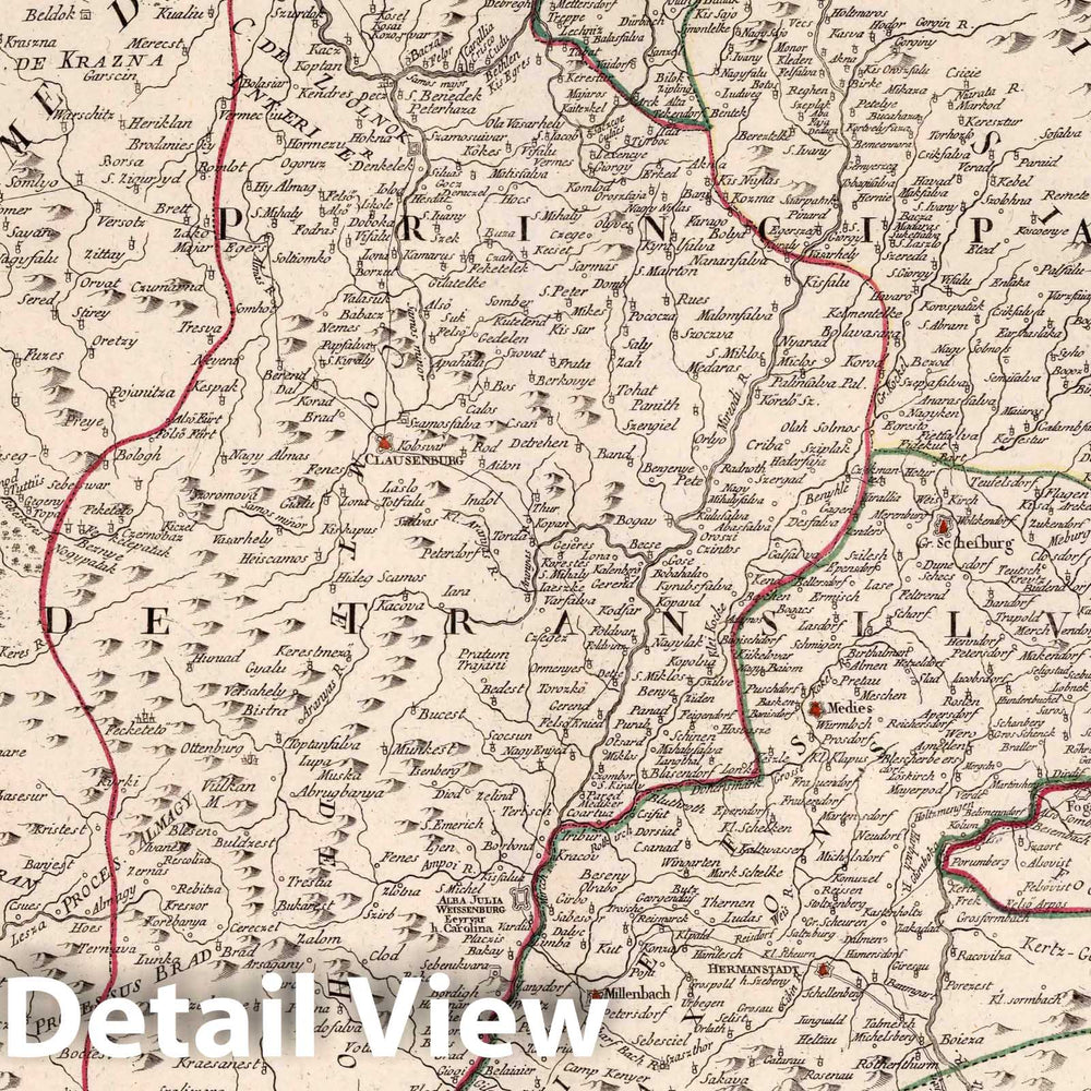 Historic Map : Romania, Transylvania 51-IVme. Principaute de Transilvanie et Pays Circonvoisins, 1784 Atlas , Vintage Wall Art