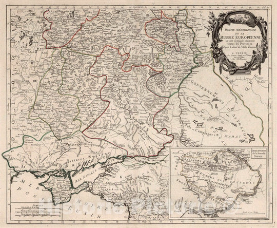 Historic Map : Russia, 53. Partie Meridionale de la Russie Europeenne (Southern Sheet), 1784 Atlas , Vintage Wall Art