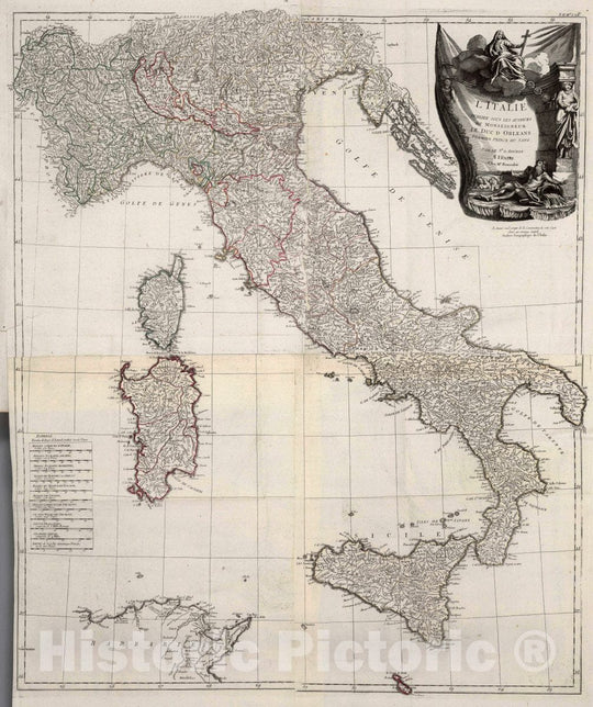 Historic Map : Italy, Atlas Universel dresse sur des Meillieures Cartes Modernes 1784. A Venise par P. Santini rue Ste. 2-Ie. L'Italie, 1784 Atlas , Vintage Wall Art