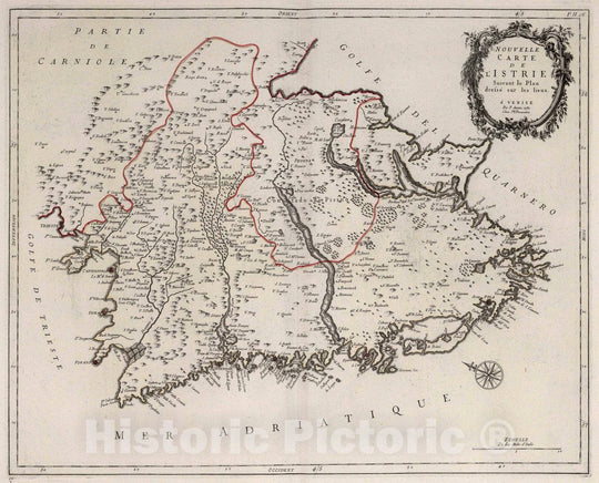 Historic Map : Istrie (Croatia) 16. Nouvelle Carte de l'Istrie, 1780 Atlas , Vintage Wall Art