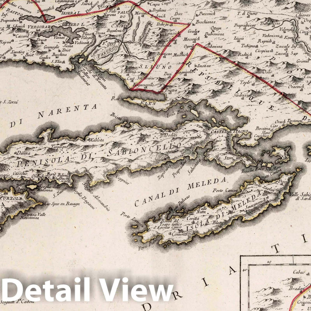 Historic Map : Dalmatia (Croatia) 17. Nouvelle Carte de la Partie Orientale de Dalmatie, 1780 Atlas , Vintage Wall Art