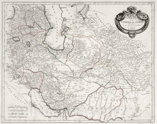 Historic Map : Iran, Persia 38. Carte de l'Empire de Perse, 1779 Atlas , Vintage Wall Art