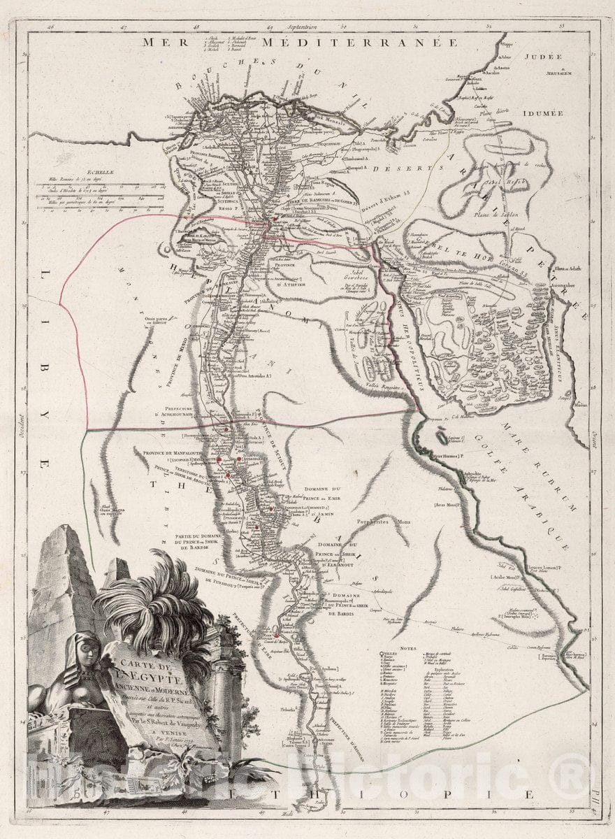 Historic Map : Egypt, 41. Carte de l'Egypte Ancienne et Moderne, 1779 Atlas , Vintage Wall Art