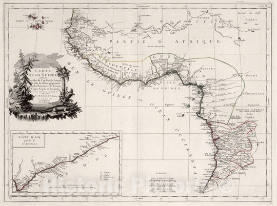 Historic Map : Nigeria, West Africa 42. Carte de la Guinee, 1779 Atlas , Vintage Wall Art