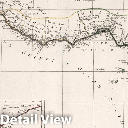 Historic Map : Nigeria, West Africa 42. Carte de la Guinee, 1779 Atlas , Vintage Wall Art