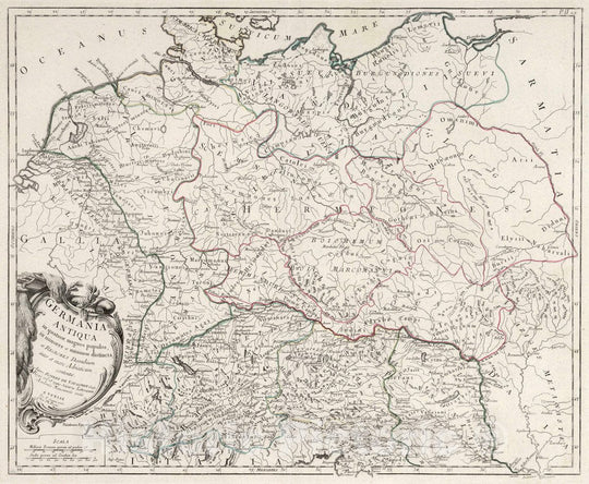 Historic Map : Germany, Atlas Universel dresse sur des Meillieures Cartes Modernes 1784. 59. Germania Antiqua, 1775 Atlas , Vintage Wall Art