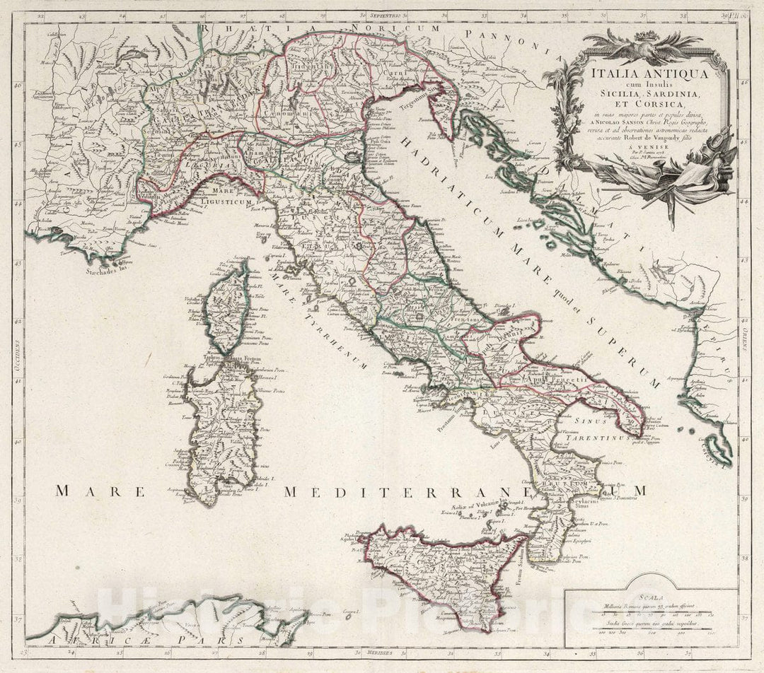 Historic Map : Italy, 60. Italia Antiqua Cum Insulis Sicilia, Sardinia et Corsica, 1778 Atlas , Vintage Wall Art