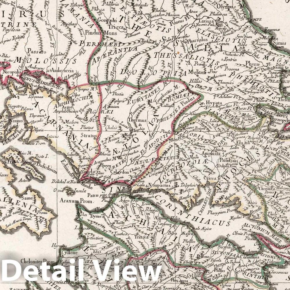 Historic Map : Greece, 61. Graeciae Antiquae, Specimen Geographicum in quo Macedonia, Thessalia, Empirus, Achaia et Peloponesus, 1762 Atlas , Vintage Wall Art