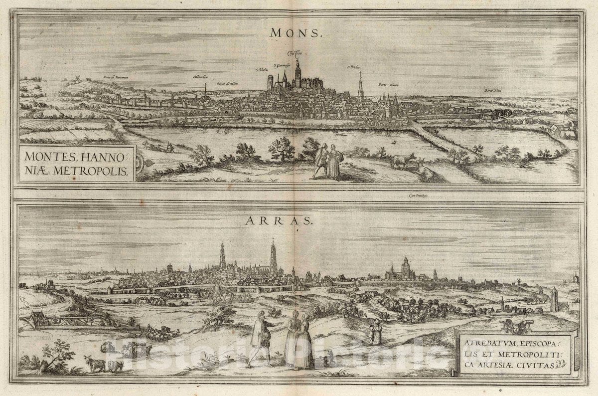 Historic Map : Mons , Germany, Vol I (13) Mons. Arras, 1575 Atlas , Vintage Wall Art