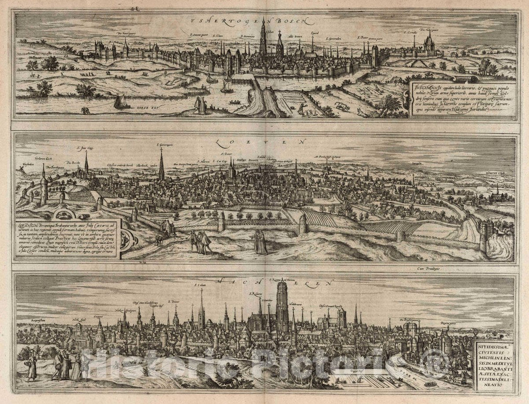 Historic Map : Hertogenbosch (Netherlands), Vol I (18) Tschertogenbosch. Loeven. Machelen, 1593 Atlas , Vintage Wall Art