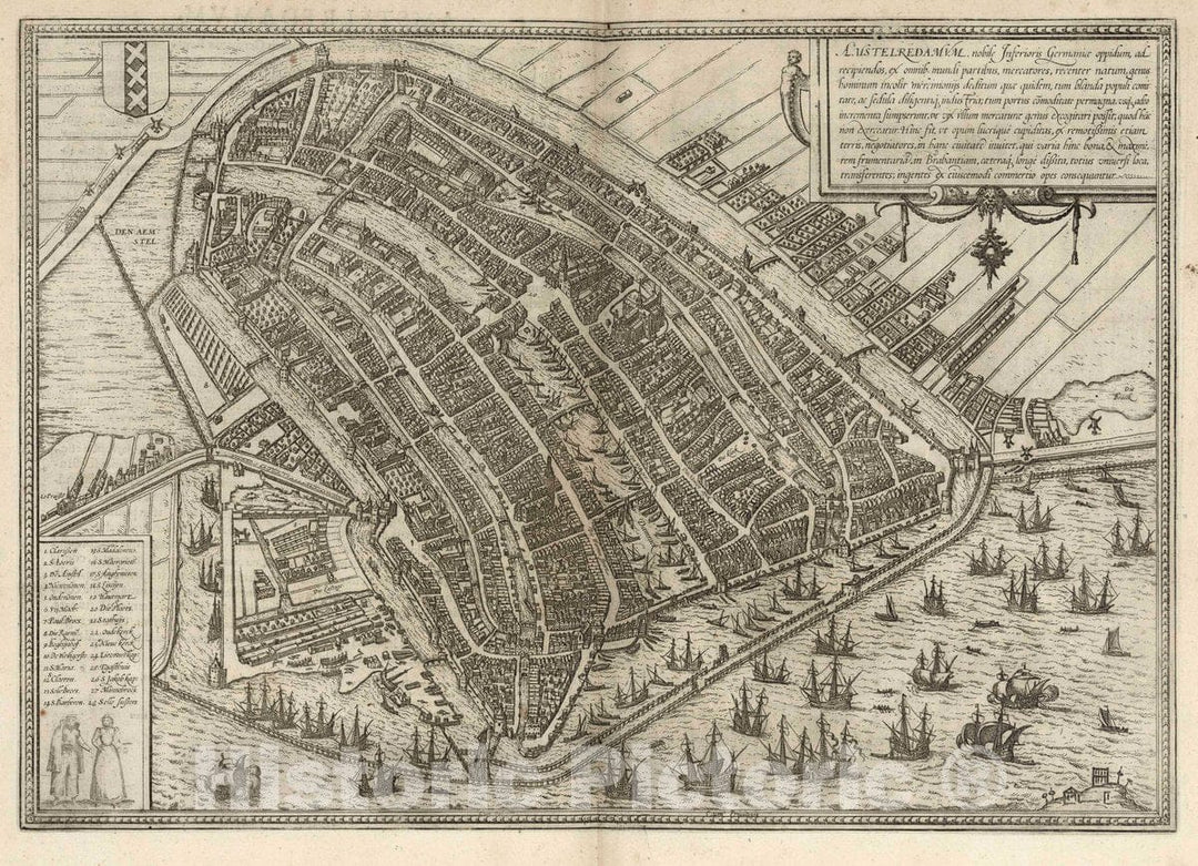 Historic Map : Amsterdam (Netherlands), Vol I (20) Amstelredamum. (Amsterdam), 1575 Atlas , Vintage Wall Art