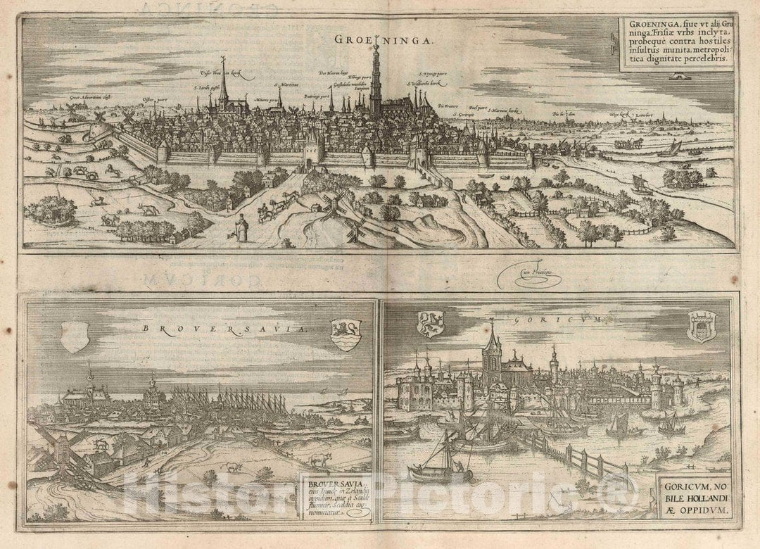 Historic Wall Map : Groningen (Netherlands), Vol I (21) Groeninga. Broveravia. Goricum, 1577 Atlas , Vintage Wall Art