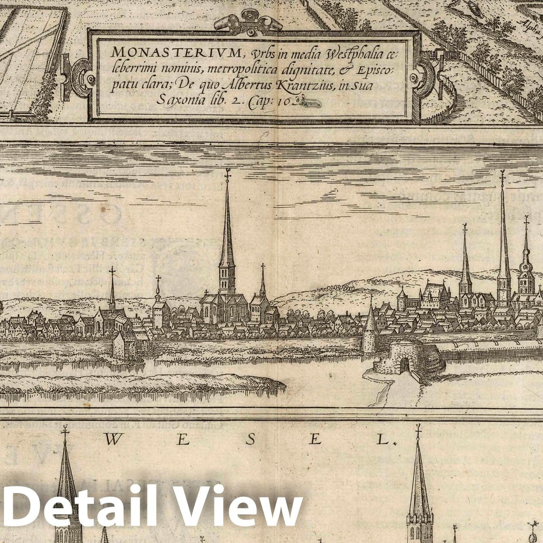 Historic Map : Munster , Germany, Vol I (22) Monasterium (Munster). Osnabrugum (Osnabruck). Wesalia Inferior (Wesel), 1575 Atlas , Vintage Wall Art