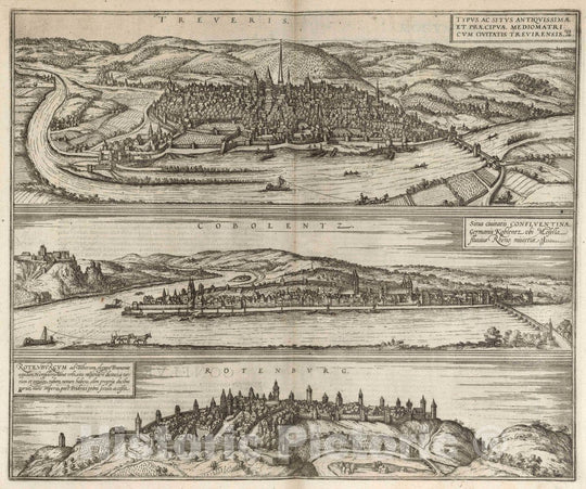 Historic Map : Trier , Germany, Vol I (36) Treveris (Trier). Cobolentz. (Koblenz). Rotenburg (Rothenburg), 1575 Atlas , Vintage Wall Art