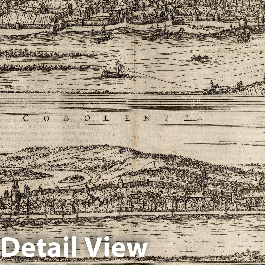 Historic Map : Trier , Germany, Vol I (36) Treveris (Trier). Cobolentz. (Koblenz). Rotenburg (Rothenburg), 1575 Atlas , Vintage Wall Art