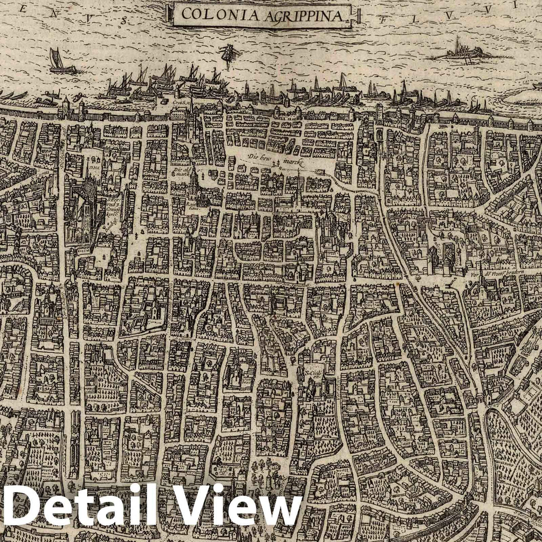 Historic Map : Cologne , Germany, Vol I (38) Colonia Agrippina (Cologne), 1575 Atlas , Vintage Wall Art