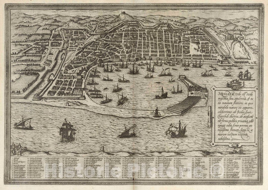 Historic Map : Messina (Sicily, Italy), Vol I (49) Messana (Messina), 1575 Atlas , Vintage Wall Art