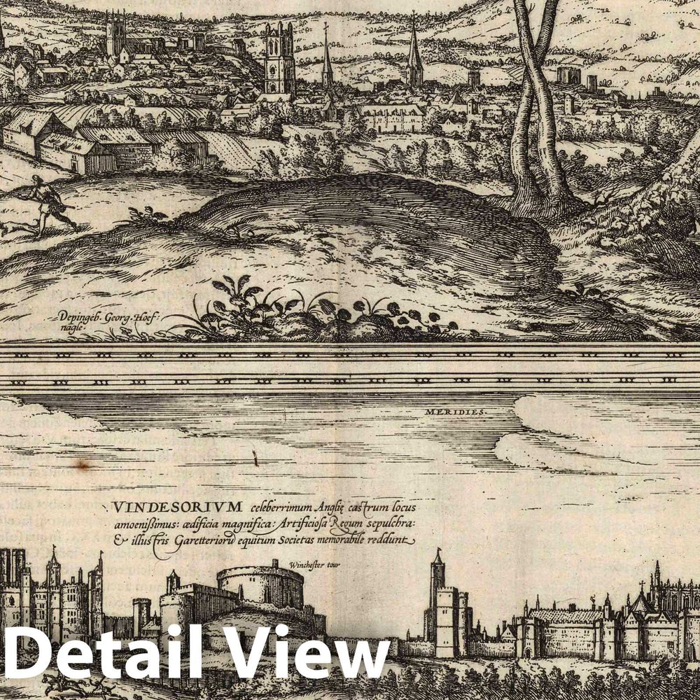 Historic Map : Oxford (England), Vol II (2) Oxonium (Oxford). Vindesorium (Windsor), 1612 Atlas , Vintage Wall Art