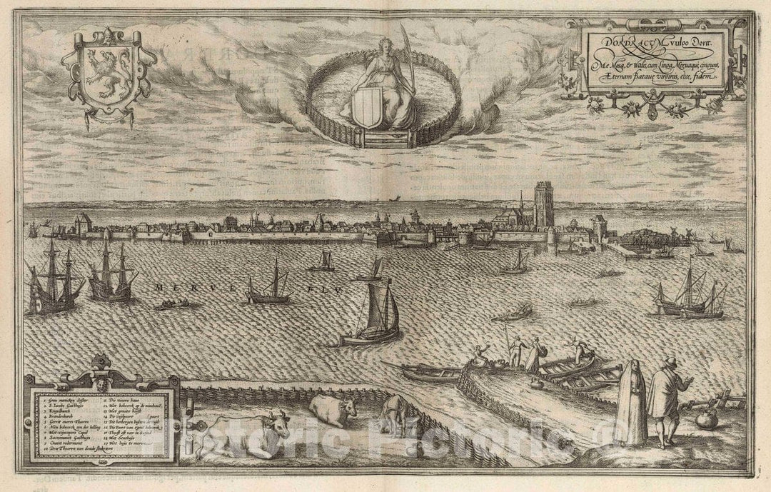 Historic Map : Dordrecht (Netherlands), 1575 Vol II (24) Dordracum (Dordrecht). , Vintage Wall Art