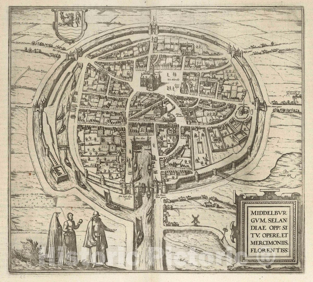 Historic Map : Middelburg (Netherlands), Vol II (28) Middelburgum (Middelburg), 1575 Atlas , Vintage Wall Art