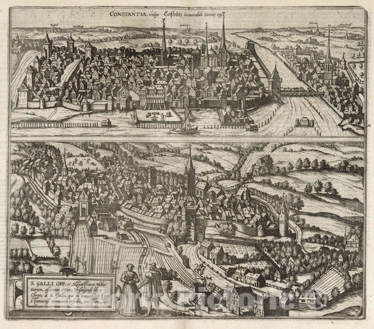 Historic Map : Konstanz , Germany, Vol II (41) Constantia (Konstanz). S. Galli OPP. (St. Gallen), 1575 Atlas , Vintage Wall Art