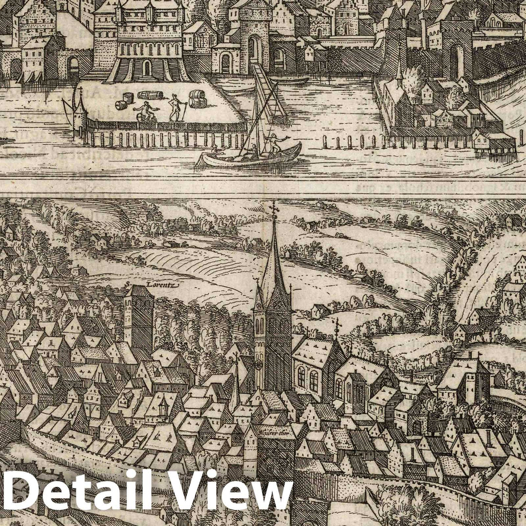 Historic Map : Konstanz , Germany, Vol II (41) Constantia (Konstanz). S. Galli OPP. (St. Gallen), 1575 Atlas , Vintage Wall Art