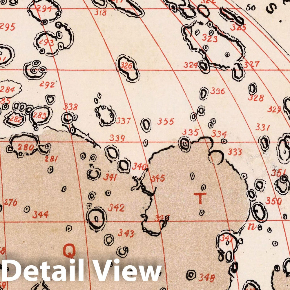 Historic Map : 25. Chart of The Moon - Third Quadrant, 1892 Celestial Atlas - Vintage Wall Art