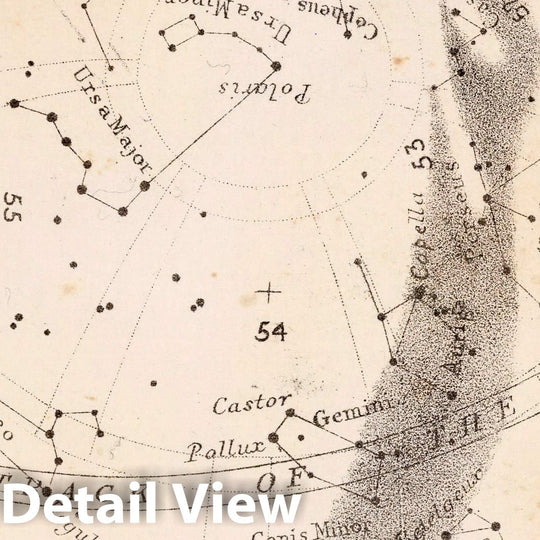 Historic Map : 39. Stars: January Midnight, 1892 Celestial Atlas - Vintage Wall Art