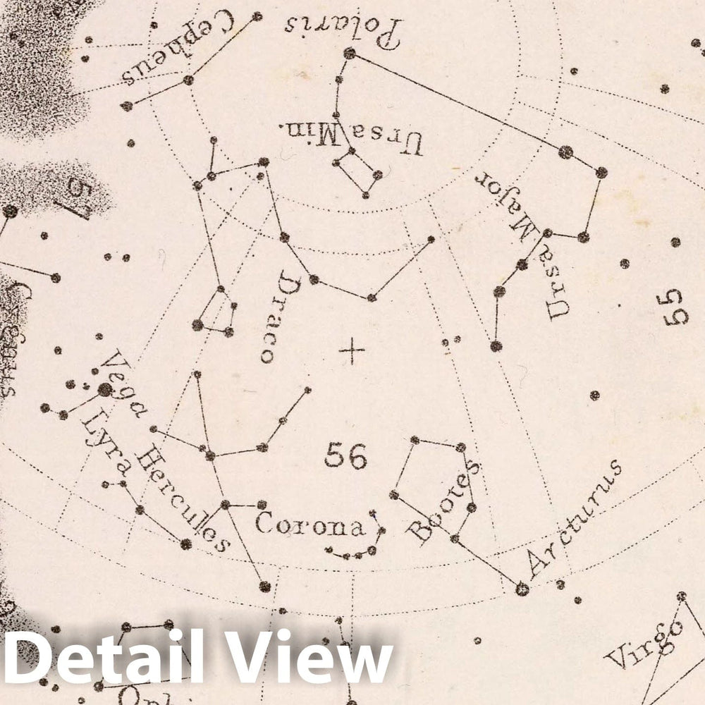 Historic Map : 43. Stars: May Midnight, 1892 Celestial Atlas - Vintage Wall Art